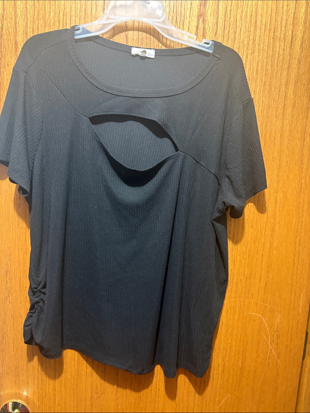 Black Short-Sleeve Cutout Nursing-Friendly Top